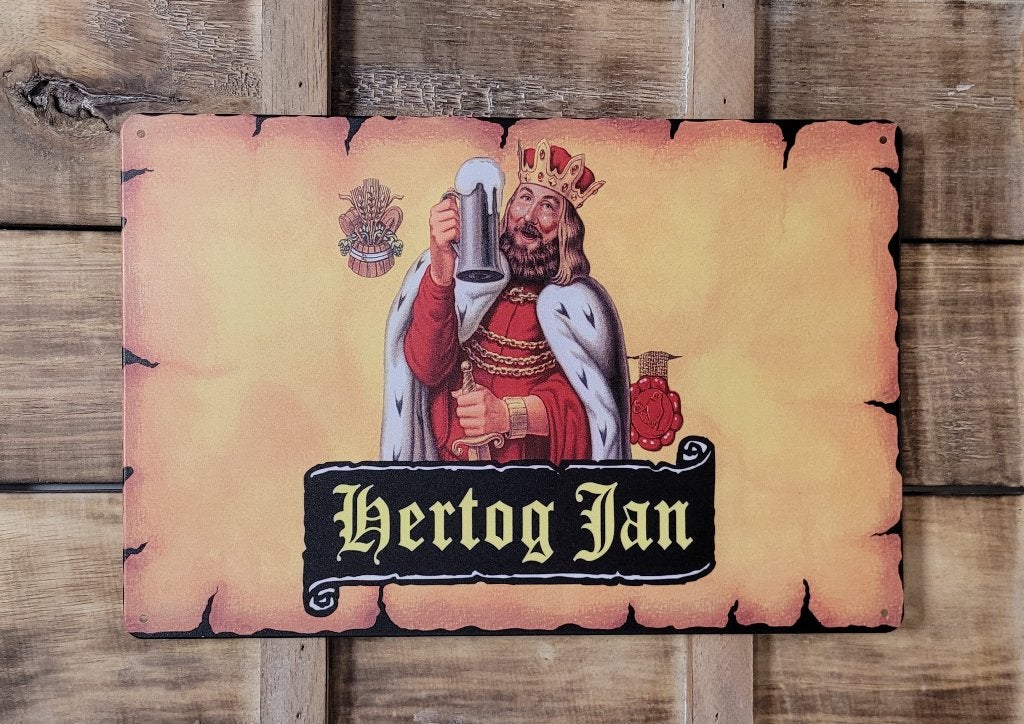 Hertog Jan bier logo geel reclamebord van metaal wandbord, Verzamelen, Biermerken, Ophalen of Verzenden, Nieuw, Reclamebord, Plaat of Schild
