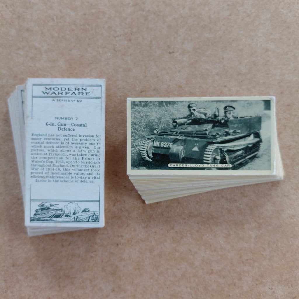 Modern Warfare complete set 50 cigarette cards 1936 B.A.T., Ophalen, Engeland, Overige typen