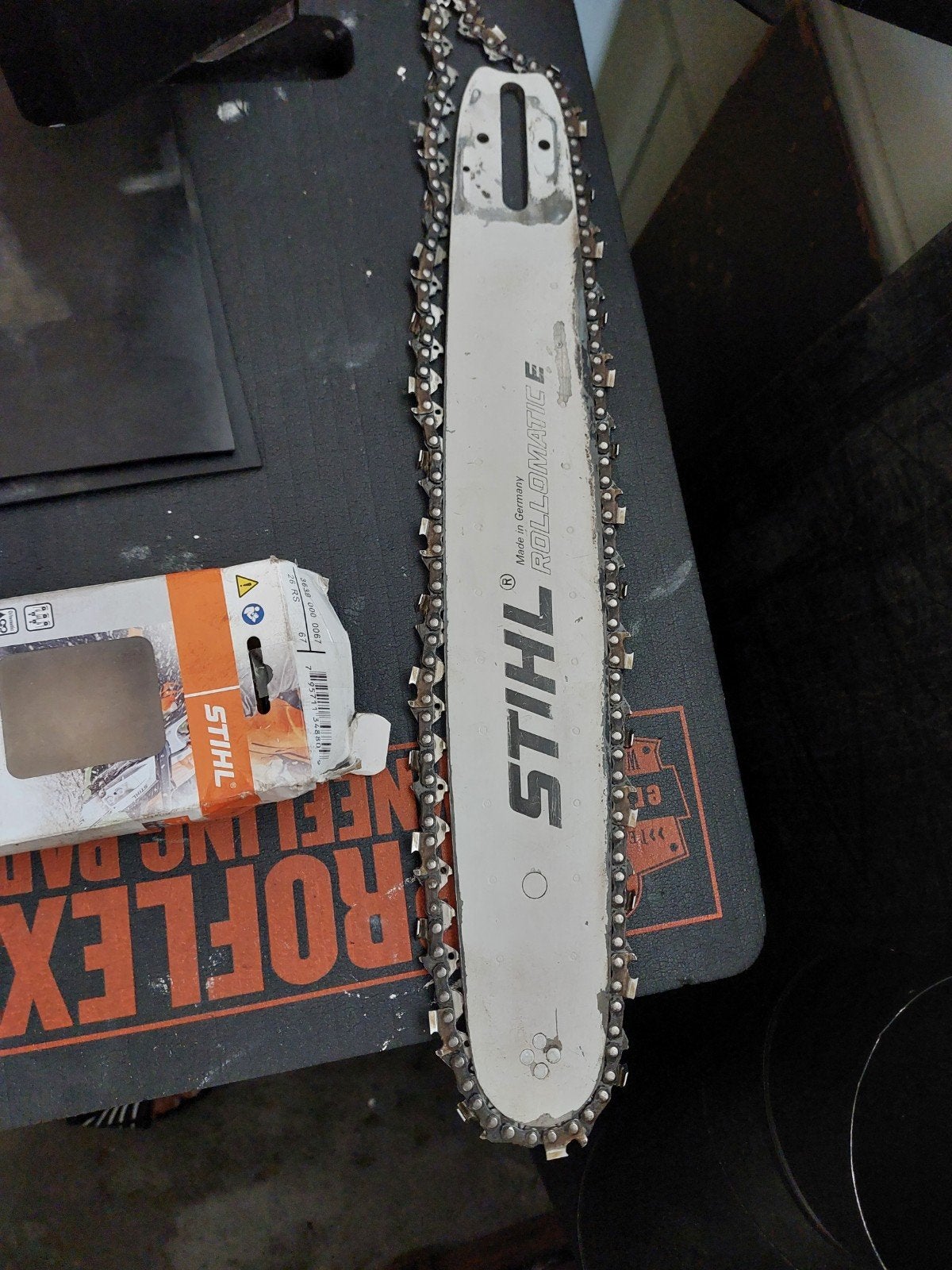 Stihl Zaaggeleider +ketting 40cm kettingzaag, Ophalen of Verzenden, Zo goed als nieuw