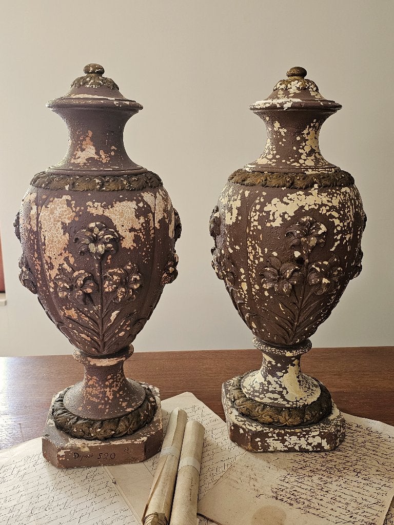 2 antieke Franse urn vazen / urnen potten vaas * gemerkt, Antiek en Kunst, Ophalen of Verzenden