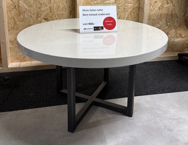 Metz salontafel met metalen onderstel, Ophalen, Rond, Eikenhout, 5 – 50