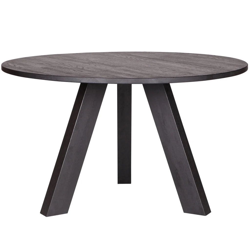 Ronde zwarte eikenhouten tafel, Huis en Inrichting, Tafels | Eettafels, Ophalen, Zo goed als nieuw, Rond, 100 tot 150 cm