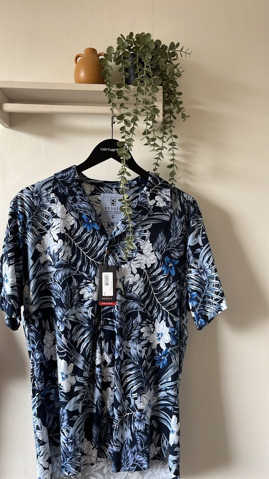 Nieuw DESOTO Hawaii overhemd M – blauw-witte bloemen – met t, Ophalen of Verzenden, Nieuw, Maat 48/50 (M), Blauw