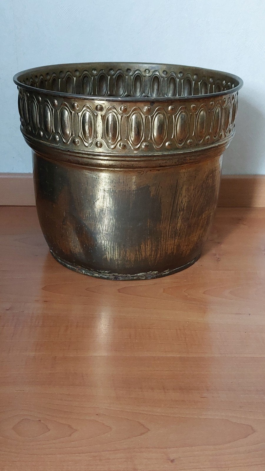 Antieke Koperen Bloempot / Plantenbak/ Houtbak, Ophalen