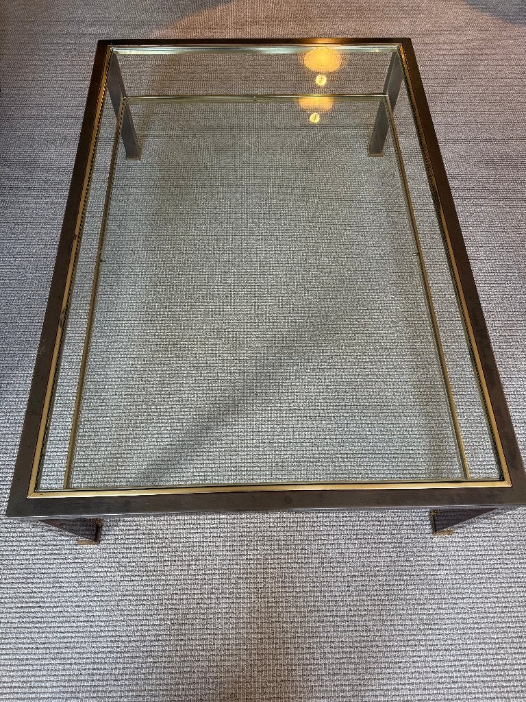 Glazen salon en bijzet tafel, Ophalen, Gebruikt, 100 tot 150 cm, 50 tot 100 cm