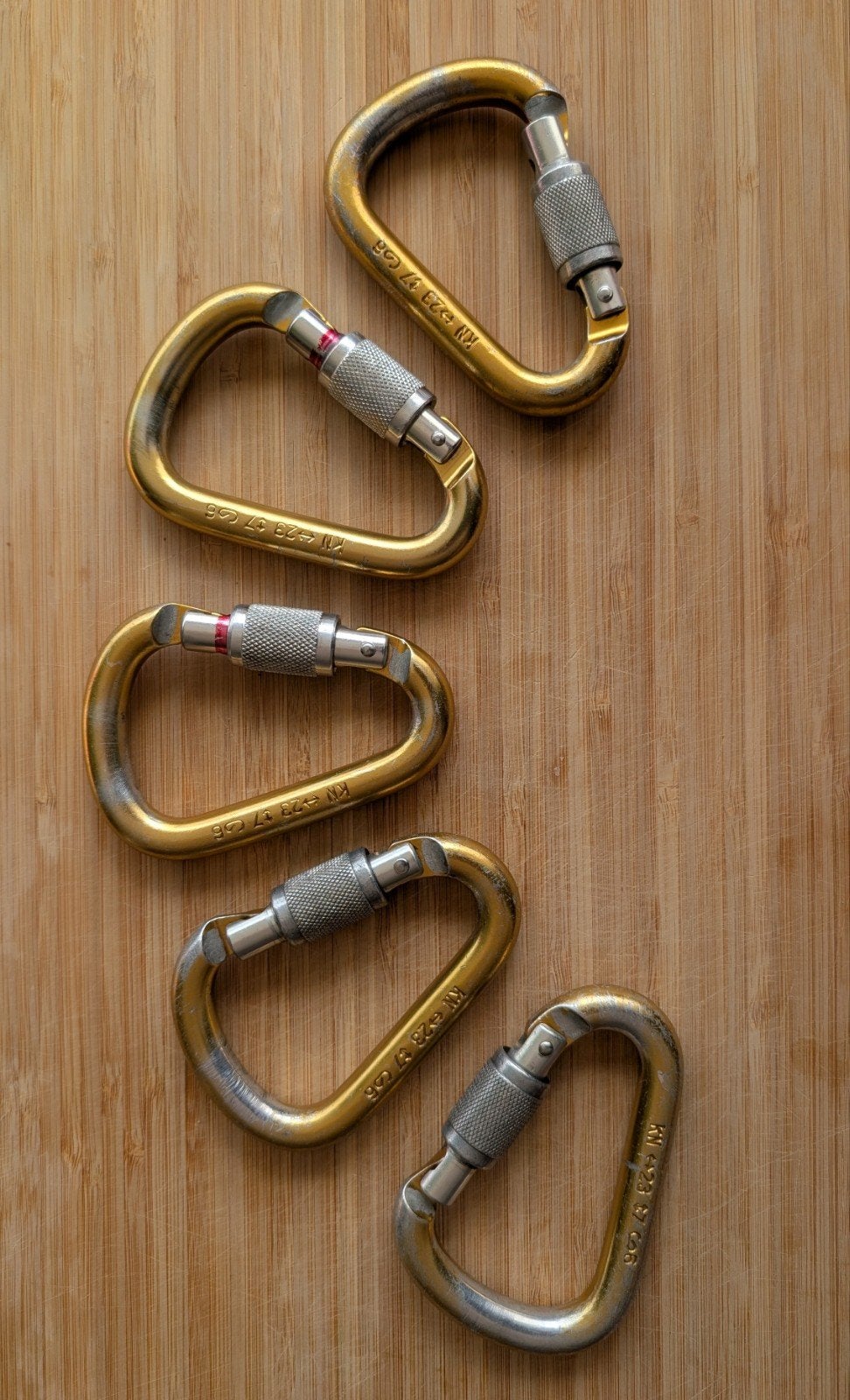 Petzl Attache schroefkarabiners -  5 stuks, Ophalen of Verzenden, Gebruikt, Klimsport-accessoire