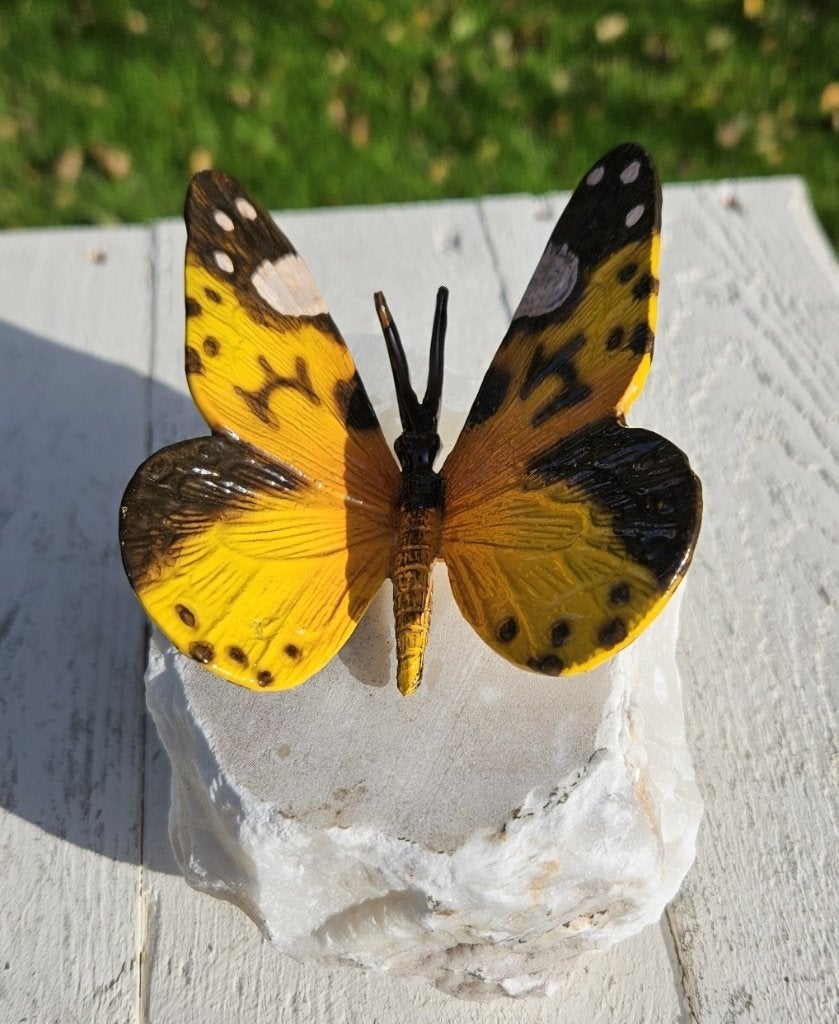 VLINDER OP NATUURSTEEN / grafdecoratie, Nieuw, Info@huisentuindecoratiemarie.nl, Huis en tuin decoratie marie, Dierenbeeld