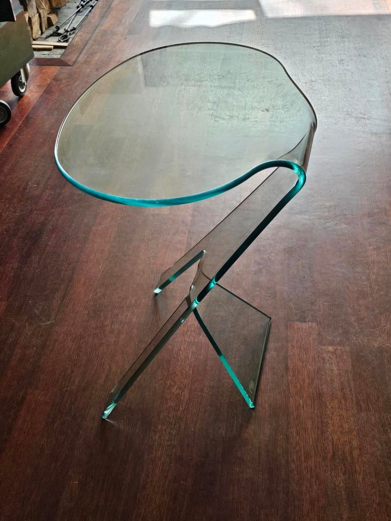 Fiam Italia glazen tafeltje!, Ophalen of Verzenden, 25 tot 50 cm, Rond