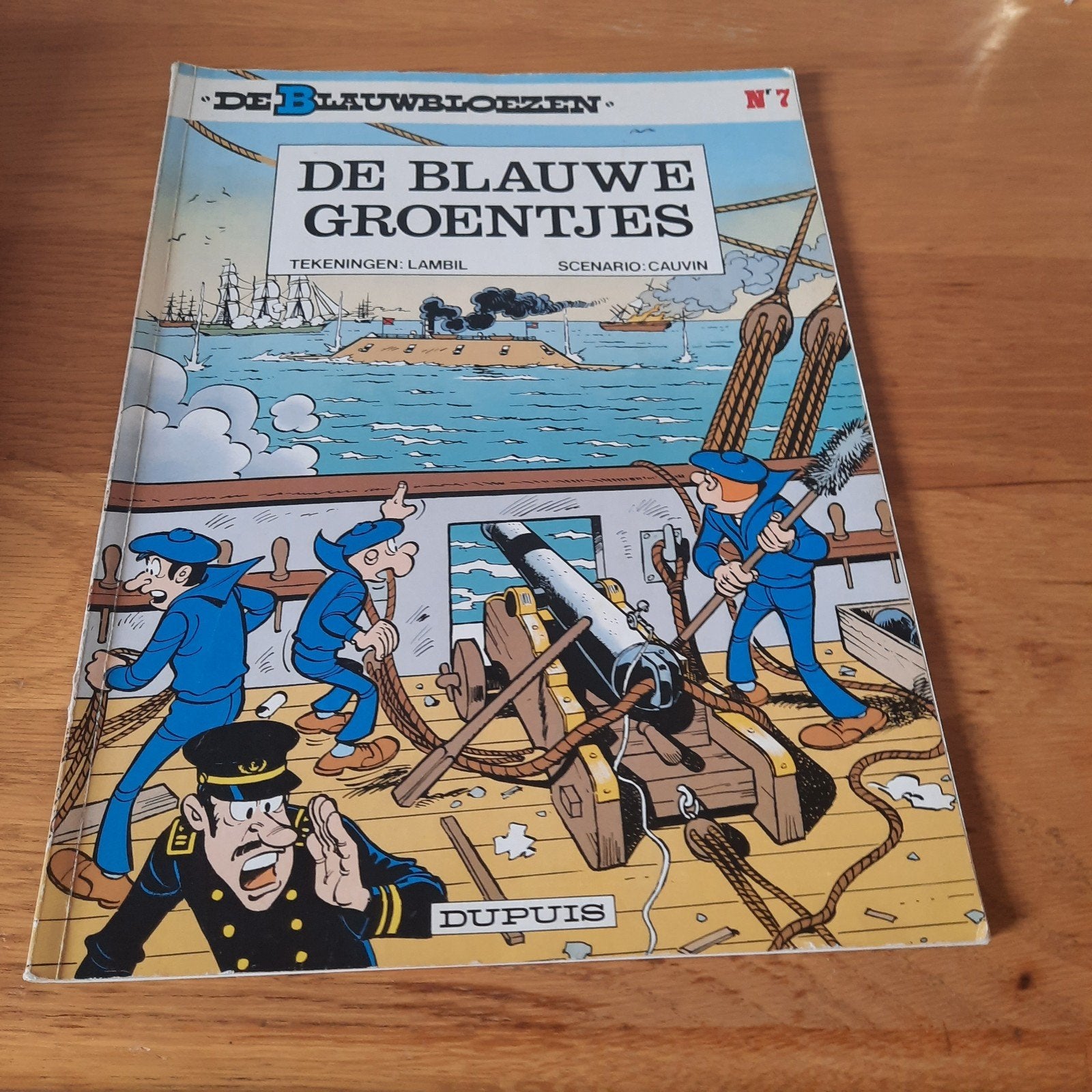 De Blauwbloezen N7: De Blauwe Groentjes, Eén stripboek, Ophalen of Verzenden, Gelezen, Lambil, Cauvin