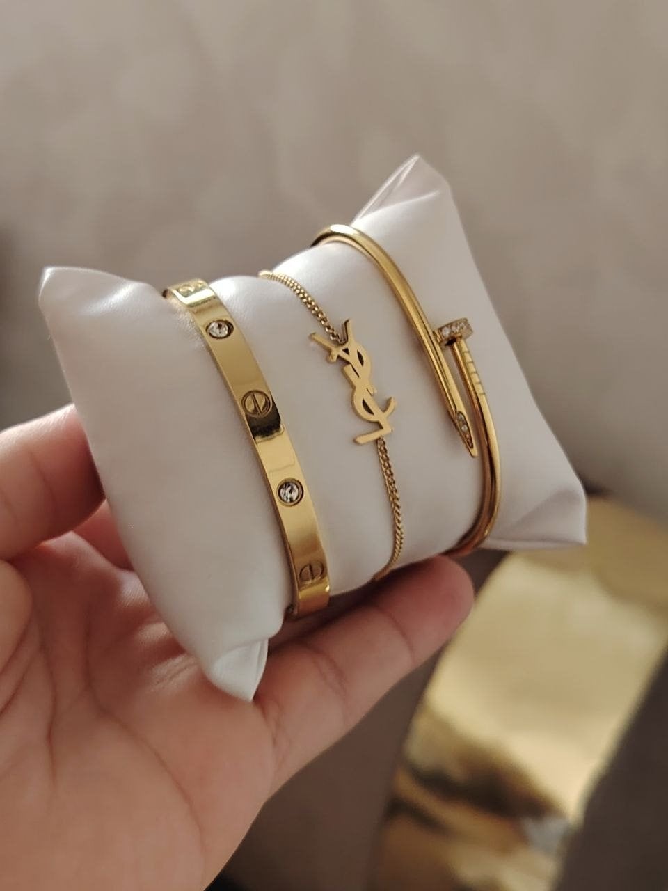 Gouden kleur  Armbanden Set - ,, Sieraden, Tassen en Uiterlijk, Armbanden, Overige materialen, Nieuw, Ophalen of Verzenden, Goud