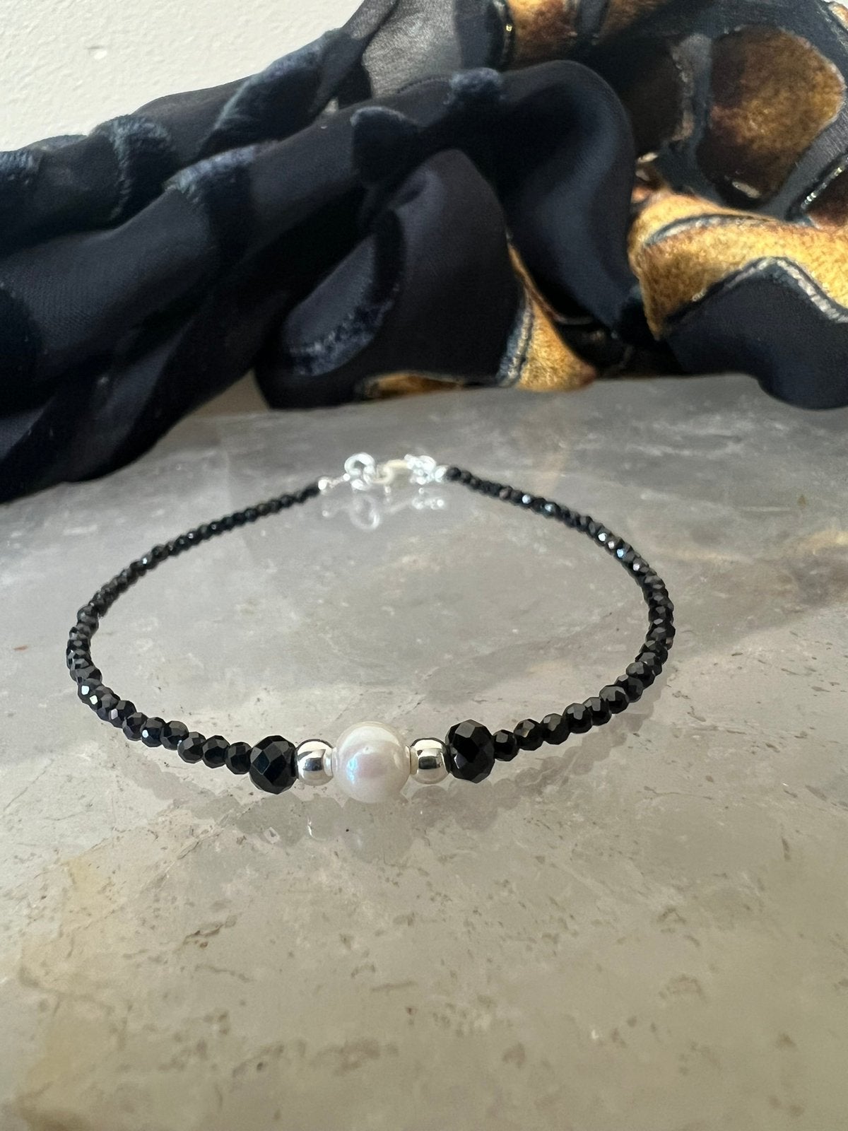 Spinel AKOYA zoutwater parel zilver geluk liefde moed hoop, Met bedels of kralen, Zwart, Magnolia11, Nieuw