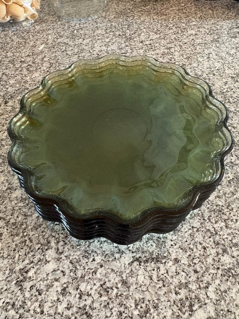 6x ontbijtborden groen glas, Ophalen, Overige merken, Nieuw, Glas