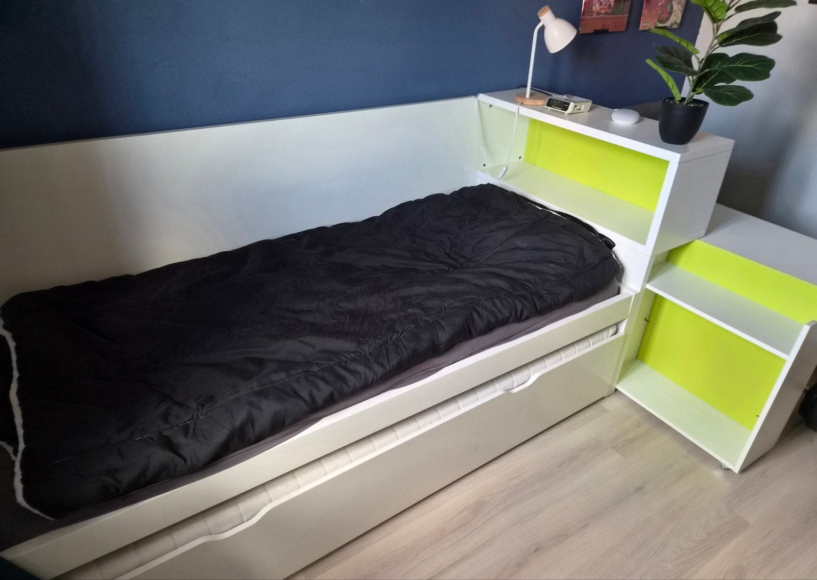 IKEA FLAXA Eenpersoonsbed met uitschuifbaar logeerbed, Ophalen, Gebruikt, 90 cm, Eenpersoons