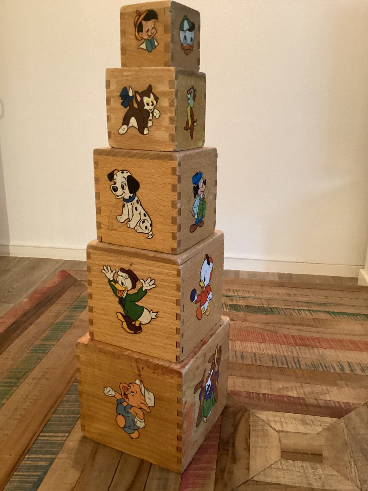 Disney Vintage Houten Stapeltoren,Zie Foto’s., Ophalen, Gebruikt, Beeldje of Figuurtje