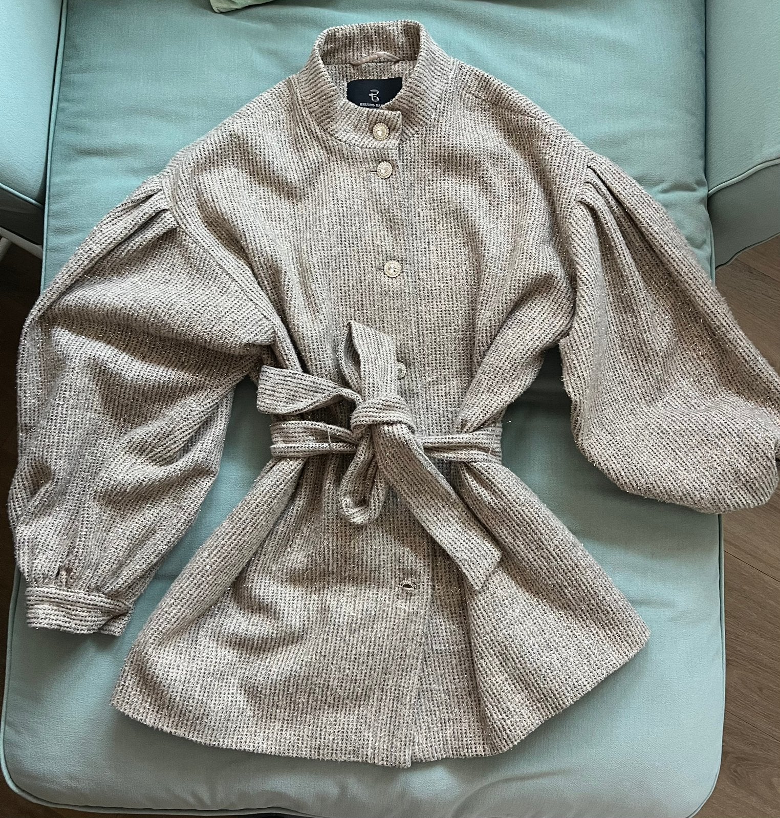 Bruuns Bazaar tussenjas beige glitter, Ophalen of Verzenden, Zo goed als nieuw, Maat 42/44 (L), Beige