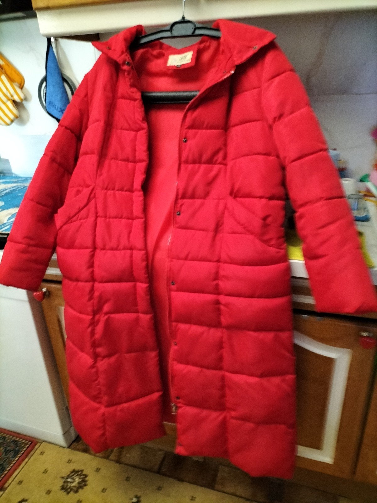 Lange rode regenjas XXL - Waterdichte winterjas, Ophalen, Maat 46/48 (XL) of groter, Zo goed als nieuw, XingXing