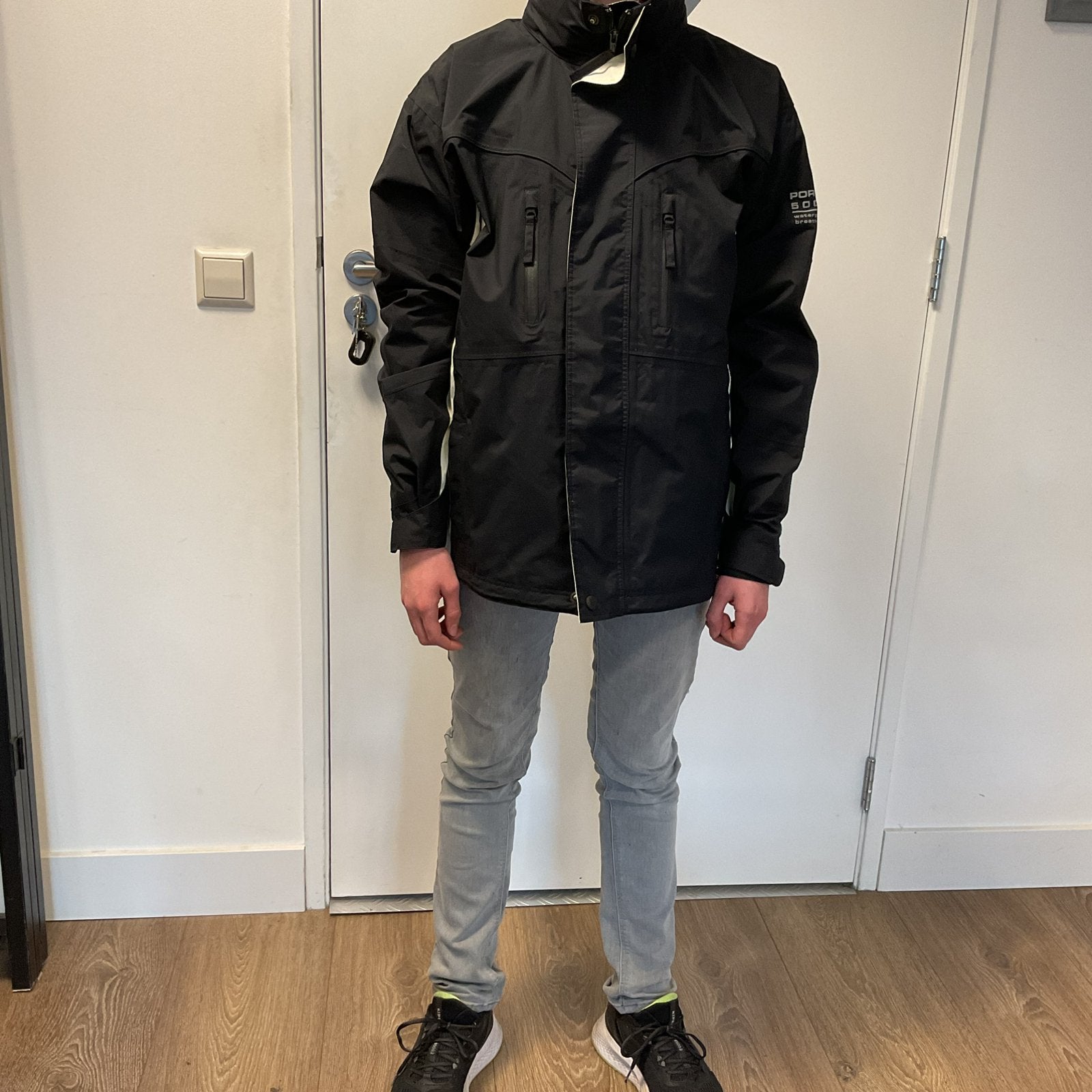 AGU PORAY 5000 NIEUWE regenjas zwart/rood/lichtblauw XXS/XS, XS, Heren, Nieuw, Bovenkleding