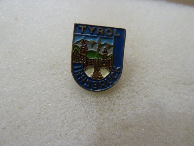 Vintage Tirol Innsbruck emaille broche, Overige materialen, Gebruikt, Blauw, Minder dan 4 cm