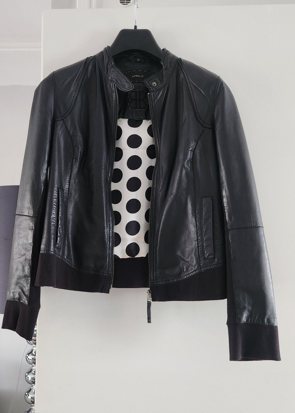 Zwart leren jasje Donna D - Maat 38, Maat 38/40 (M), Donna D, Zwart, Ophalen of Verzenden