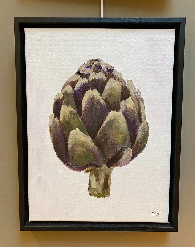 Origineel schilderij artisjok keuken in baklijst, Antiek en Kunst, Kunst | Schilderijen | Klassiek, Ophalen of Verzenden