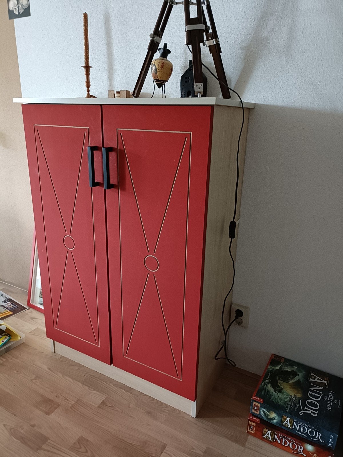 Rode art deco kast, Huis en Inrichting, Ophalen, Gebruikt, 50 tot 100 cm, Art Deco