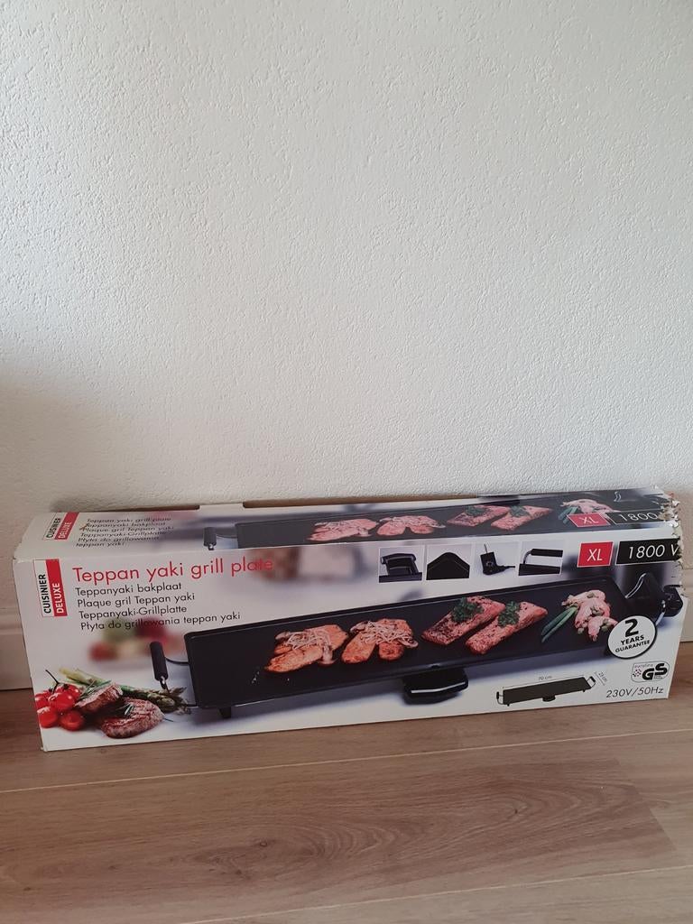 Cuisinier Deluxe Teppanyaki Bakplaat XL 1800W, Witgoed en Apparatuur, Grillplaten, Nieuw, Tafelgrill, Ophalen of Verzenden