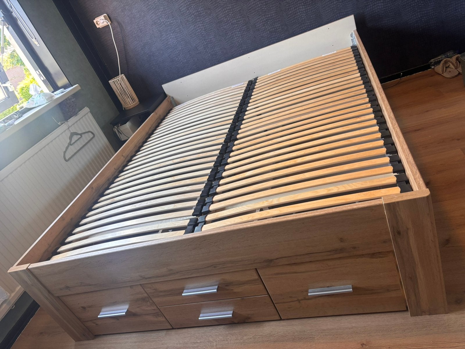 Bed 160x200 met veel lades, Ophalen, Tweepersoons, Zo goed als nieuw, 160 cm