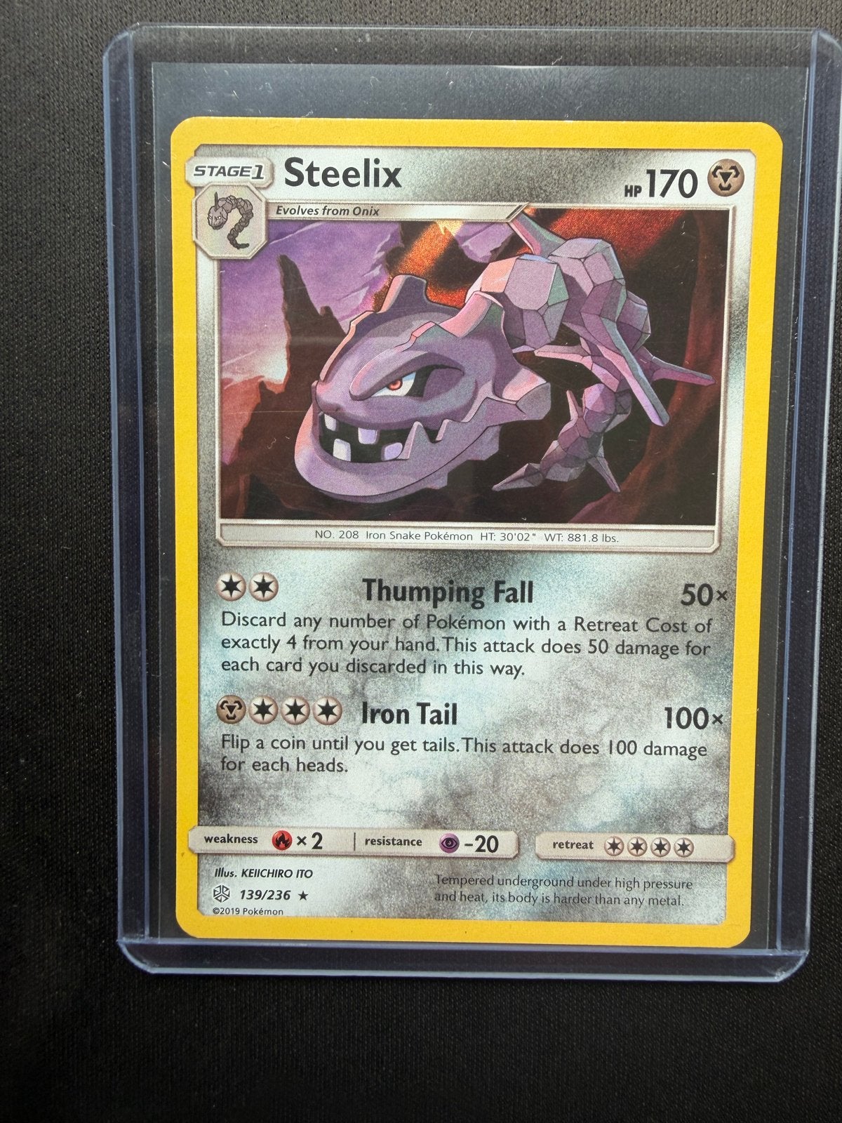 Steelix Pokémon 139/236, Ophalen of Verzenden, Zo goed als nieuw, Losse kaart, Foil