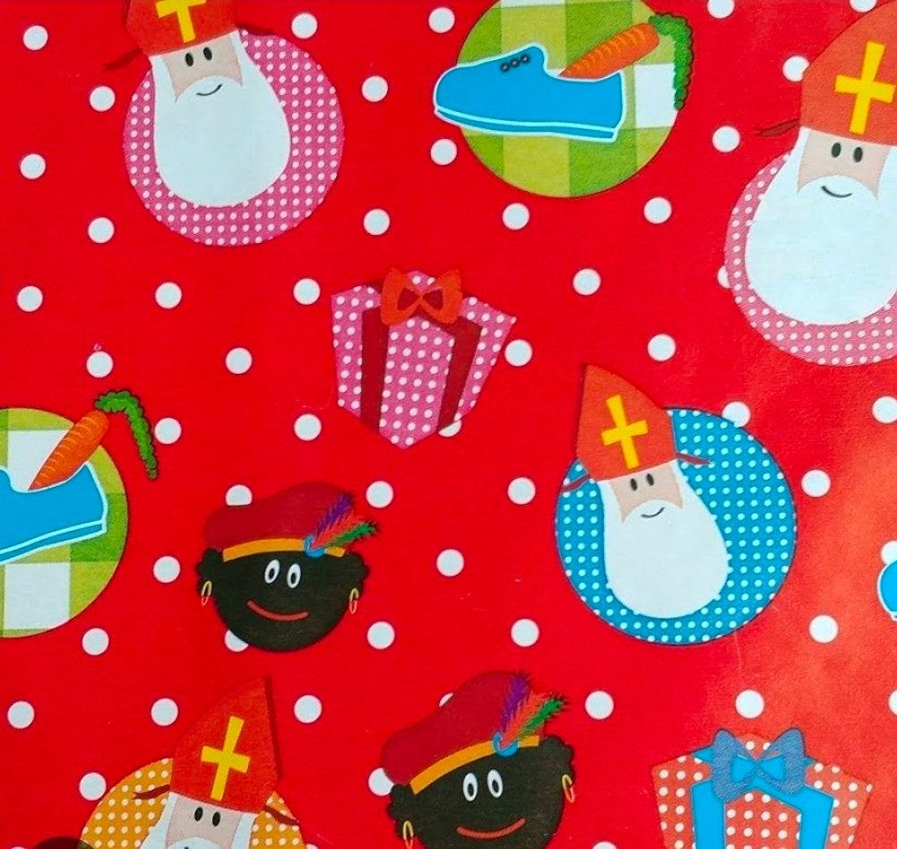 Gezocht: rol inpakpapier Sinterklaas met zwarte Piet, Diversen, Ophalen of Verzenden, Nieuw