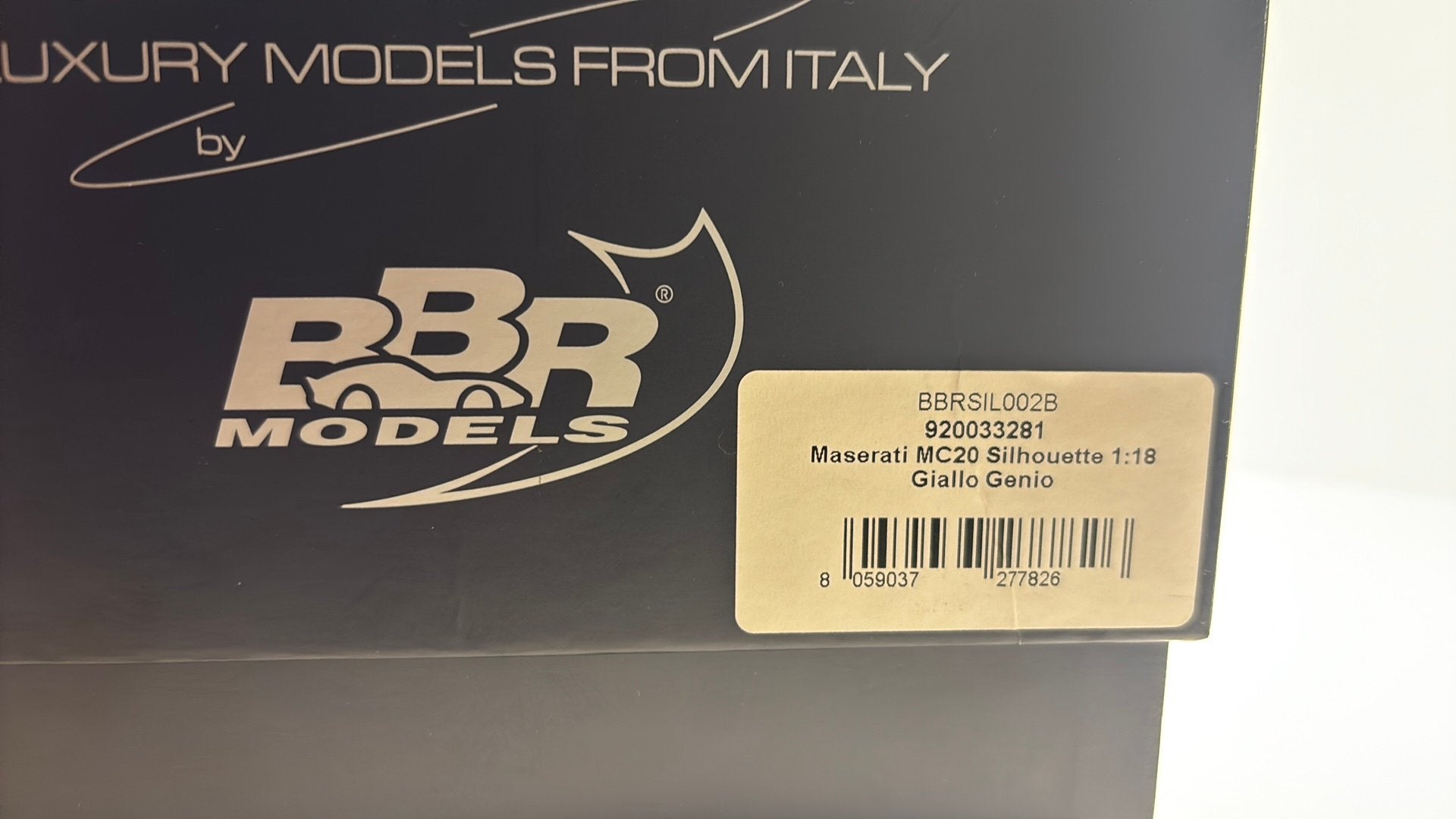Maserati mc20 silhouette yellow BBR 1.18, Ophalen of Verzenden, A, A, A