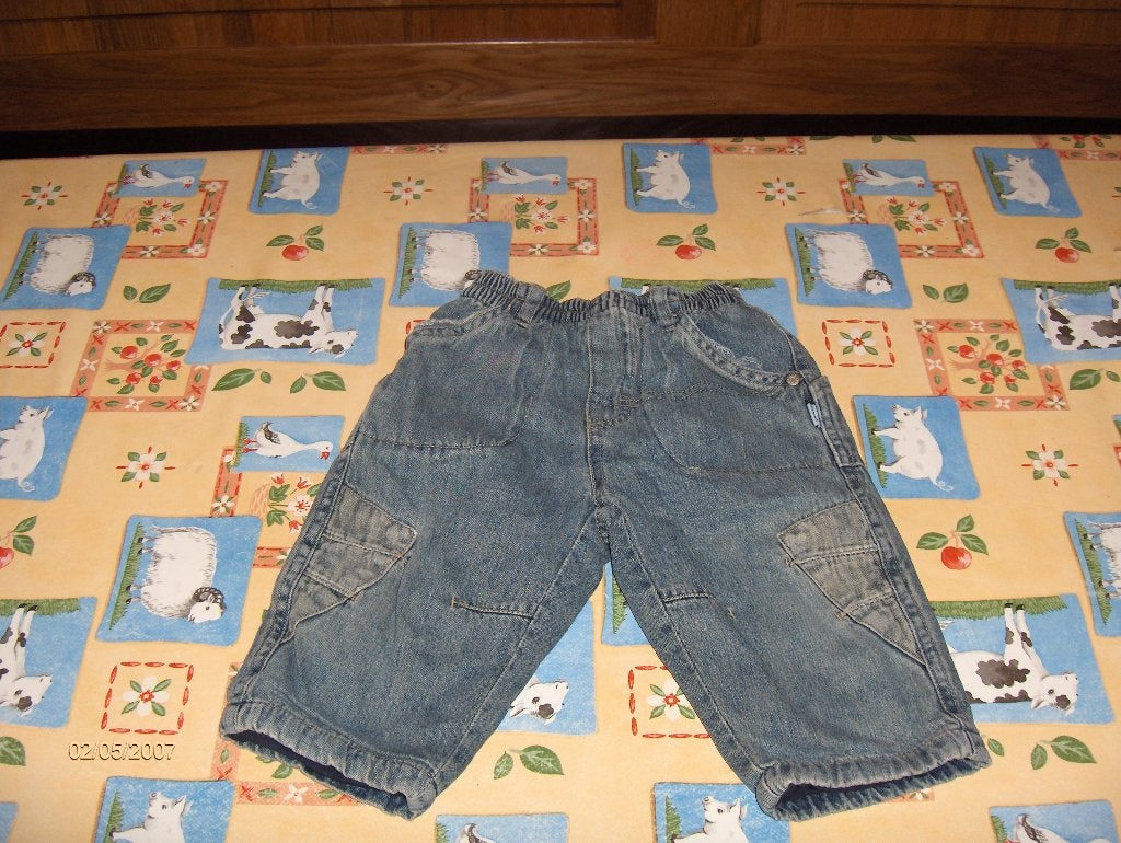 Stoer vaal blauw gevoerd jeans broekje VILLA HAPP 74 prima, Kinderen en Baby's, Babykleding | Maat 74, Villa Happ, Gebruikt, Broekje