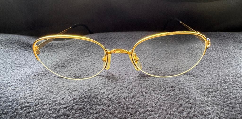 Originele Cartier bril - Gouden montuur met blauwe details, Overige merken, Gebruikt, Geel, Ophalen of Verzenden
