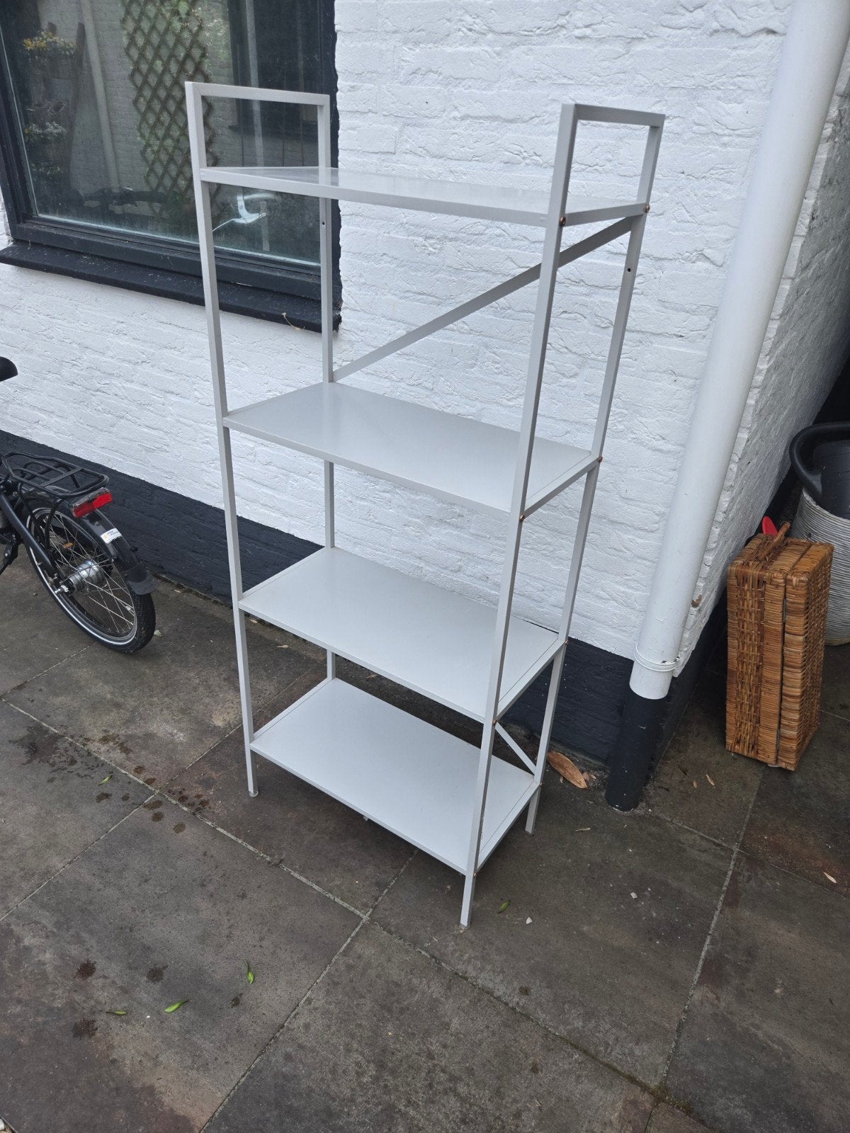 Stijlvolle grijze metalen stellingkast met 4 planken, Huis en Inrichting, Kasten | Boekenkasten, Ophalen, Met plank(en), Minder dan 50 cm