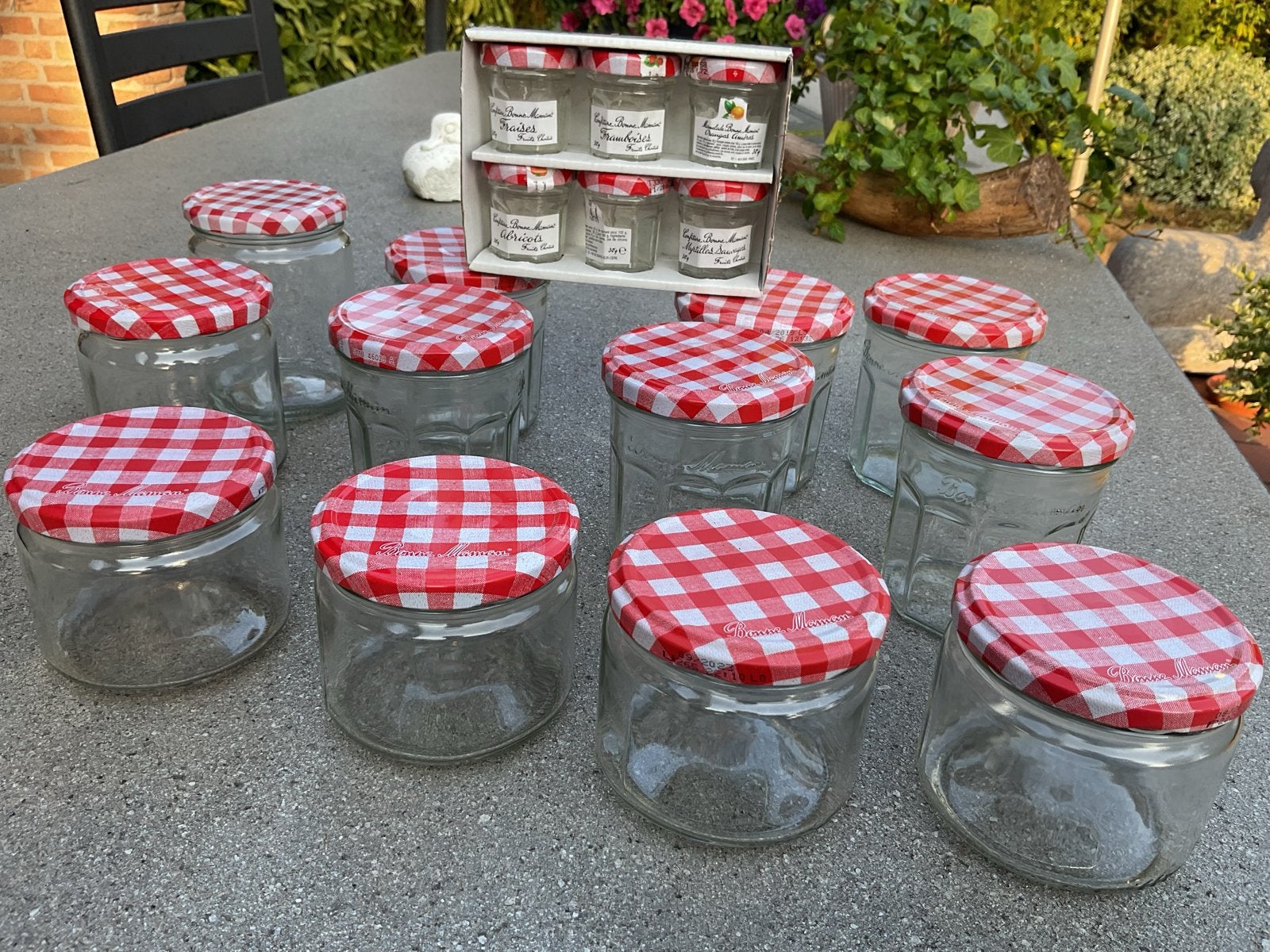 Lege Bonne Maman jam potjes met deksel, Ophalen of Verzenden, Voorraadpot, Meerkleurig, Overige merken