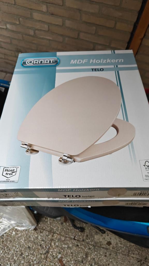 wc bril wc-bril beige mdf nieuw 3 stuks, Ophalen, Nieuw, Rvs, Toilet