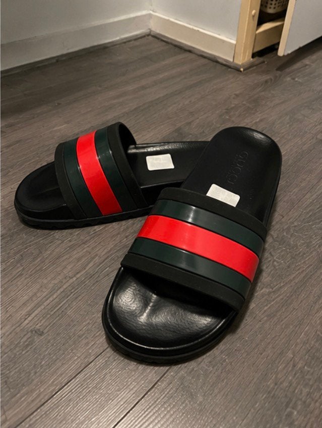 Gucci slippers – zwart/groen/rood, Slippers, Verzenden, Zwart, Nieuw