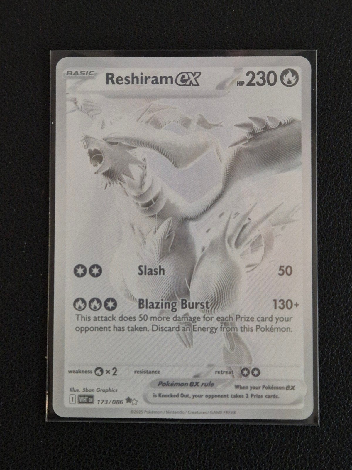 Reshiram EX White Flare #173, Ophalen of Verzenden, Zo goed als nieuw, Losse kaart, Foil