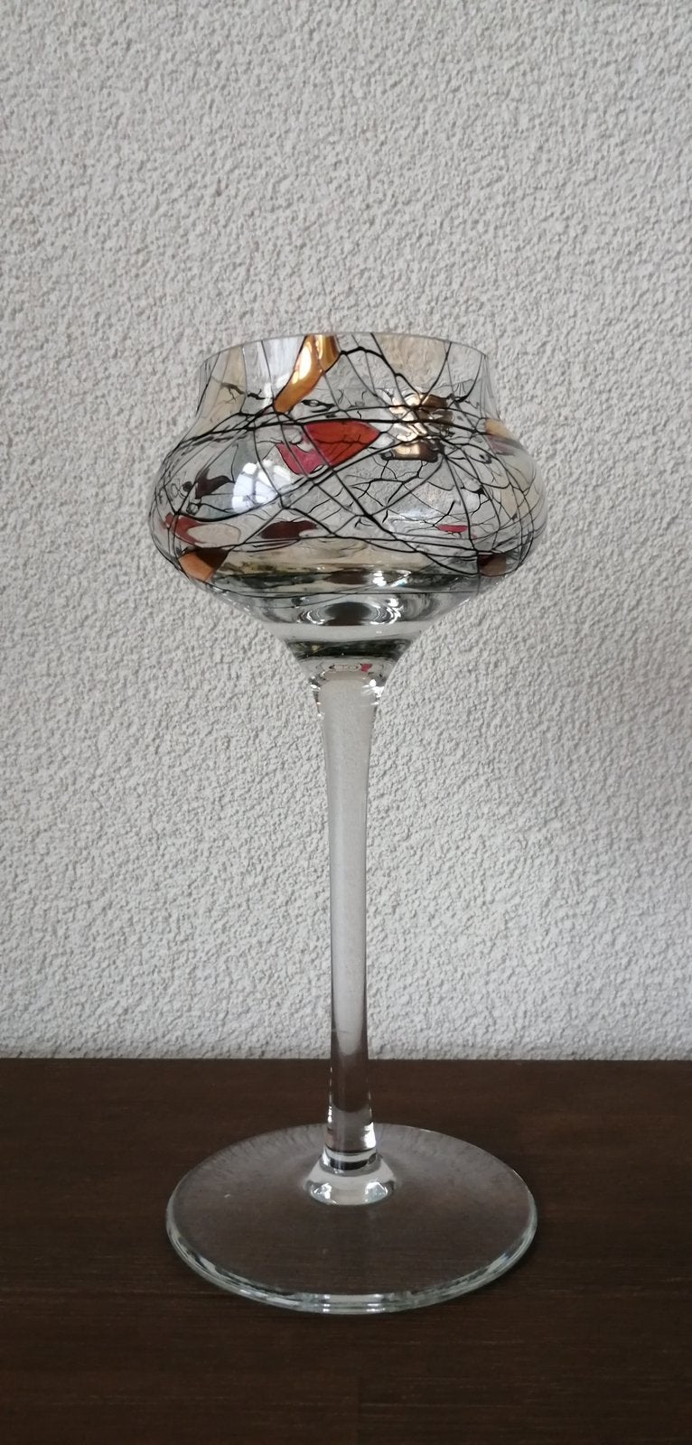Art Deco kandelaar glas met mozaïek patroon, Antiek en Kunst, Ophalen of Verzenden
