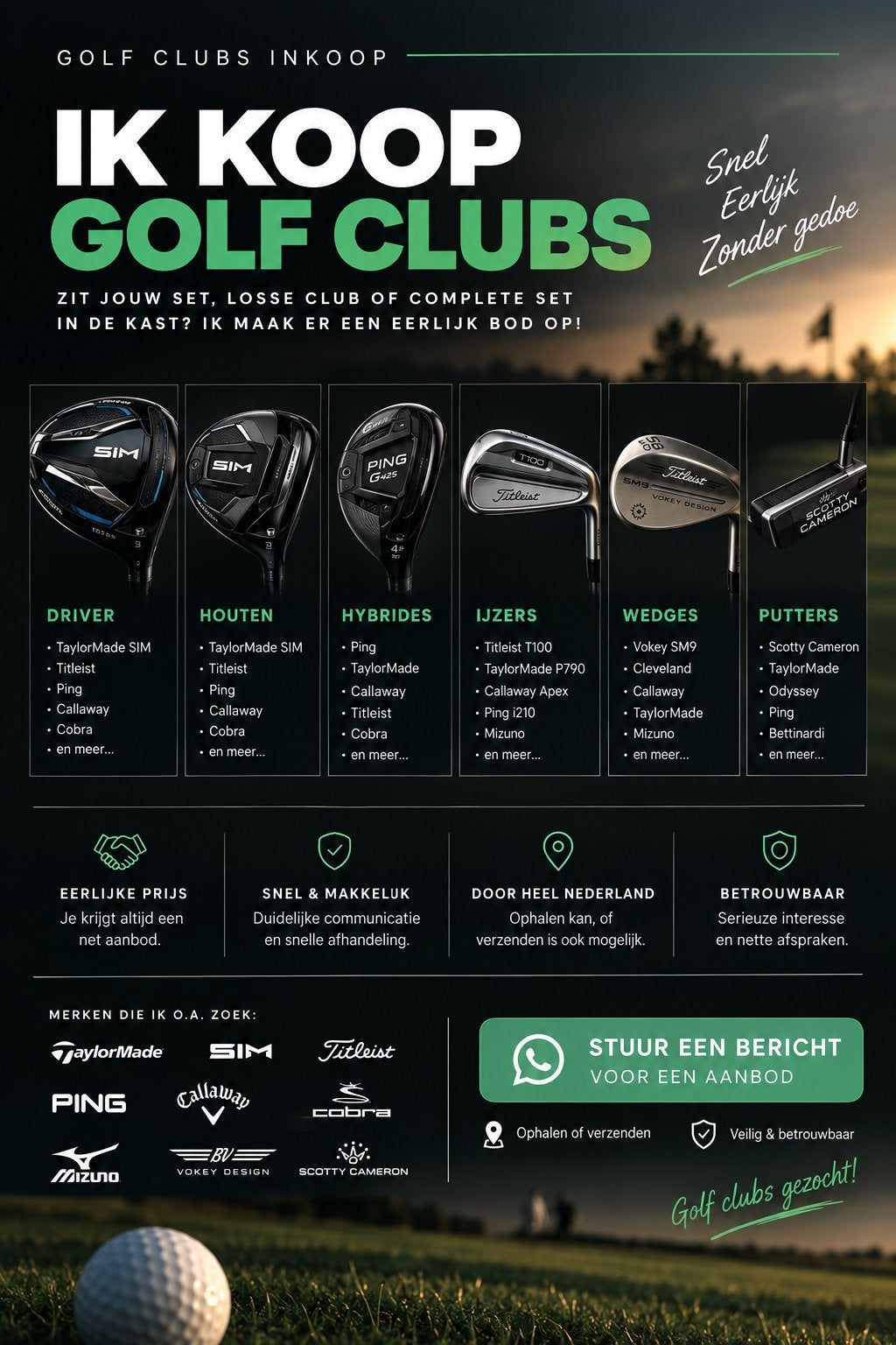 Golf clubs inkoop, Ophalen of Verzenden, Zo goed als nieuw, Club