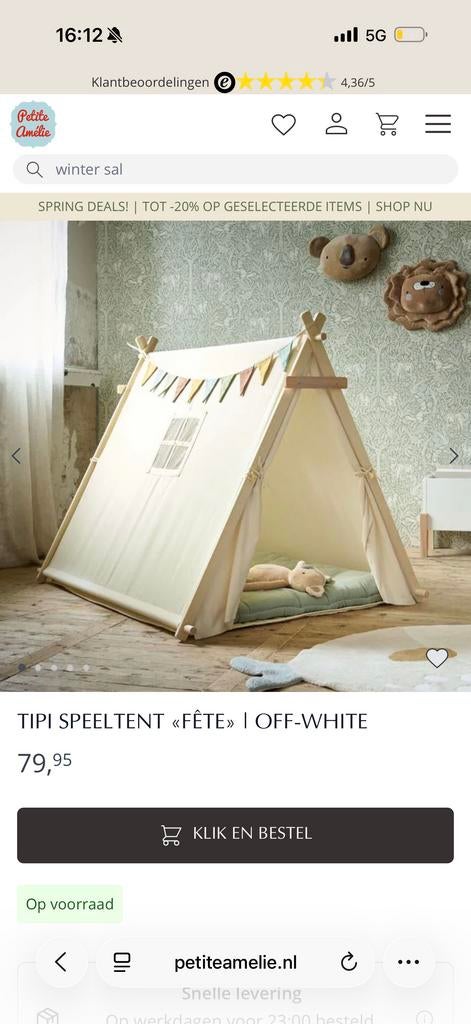 Petit Amelie tipi speeltent, Ophalen, Nieuw