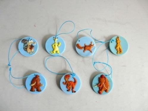 Ice Age hangertjes diam. ca. 4 cm (7x), Ophalen of Verzenden, Overige figuren, Zo goed als nieuw, Beeldje of Figuurtje
