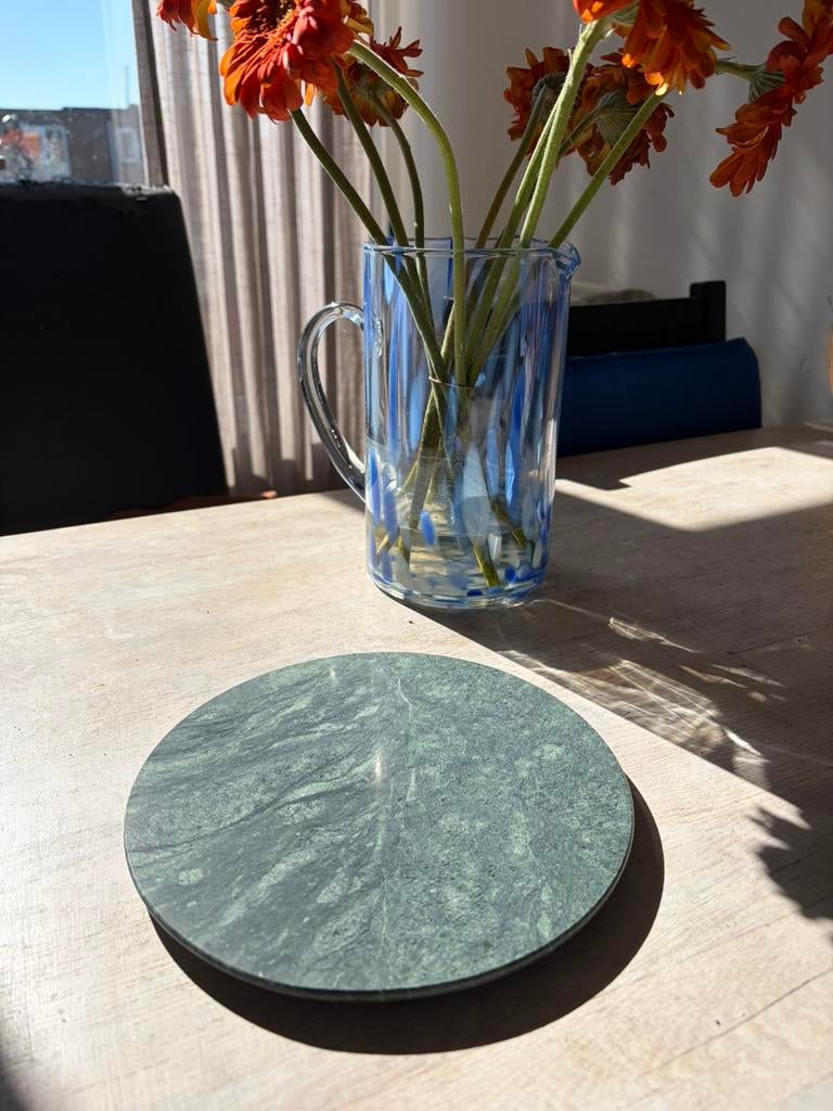 Groen marmeren plateau, Ophalen of Verzenden, Zo goed als nieuw, Rond, Overige materialen