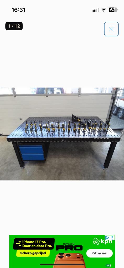 Siegmund Lastafel type 16 mm 2000X 1200 mm met gereedschap, Ophalen of Verzenden, Zo goed als nieuw, Minder dan 150 ampère, Overige typen