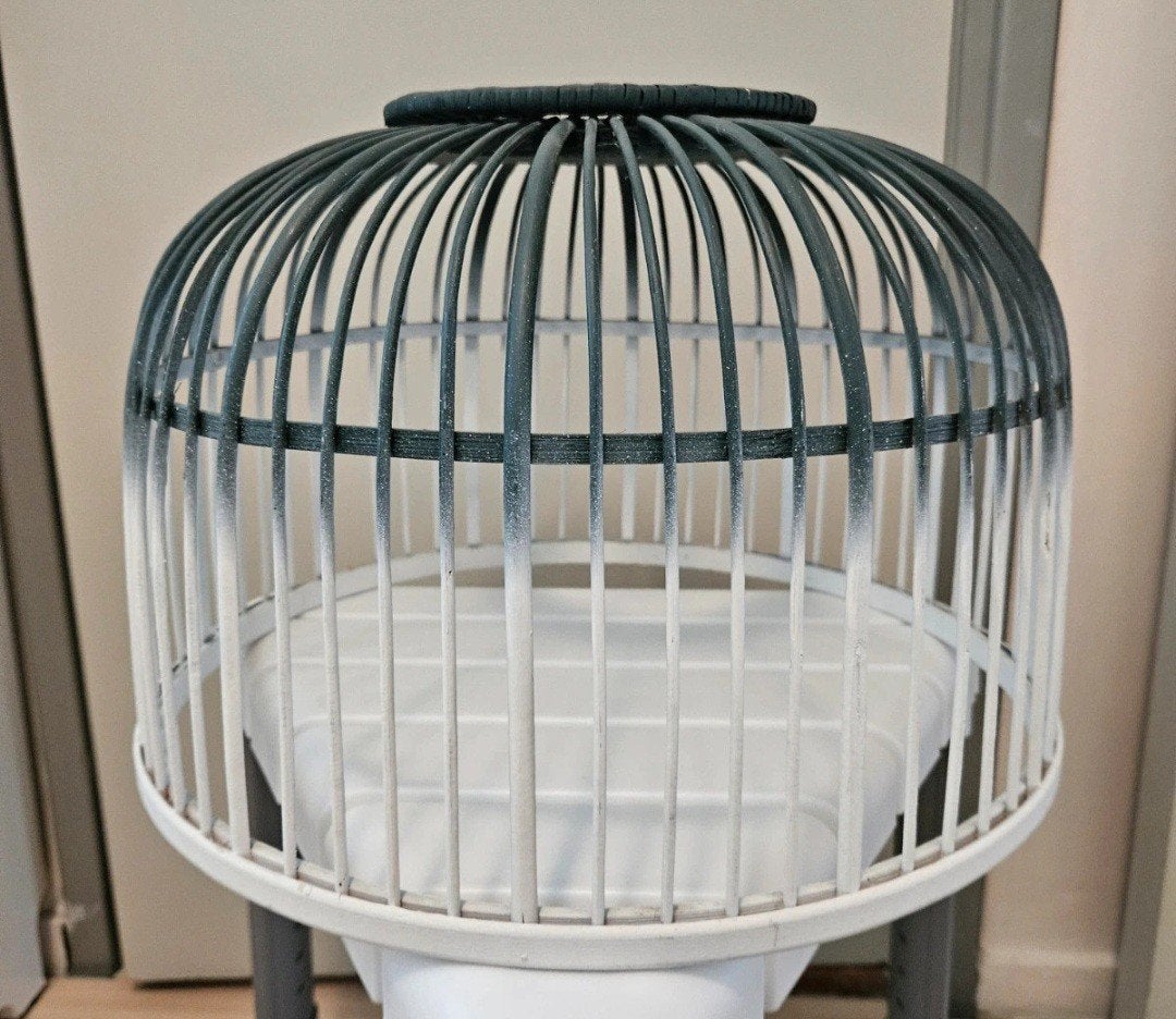 Mooie vintage bamboe hanglamp, Gebruikt, Vintage, Hout, E27 (groot)