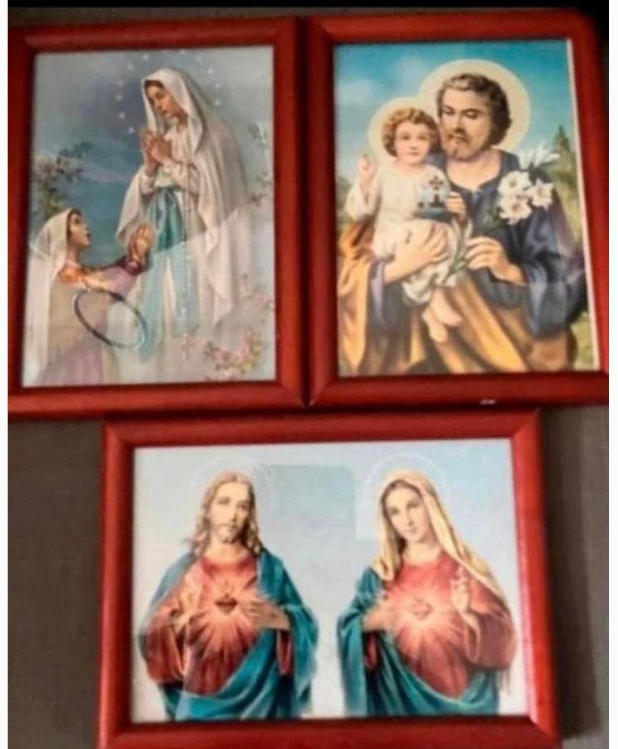 3 Mooie ingelijste religieuze prentjes ,in 1 koop!, Antiek en Kunst, Antiek | Religie, Ophalen of Verzenden