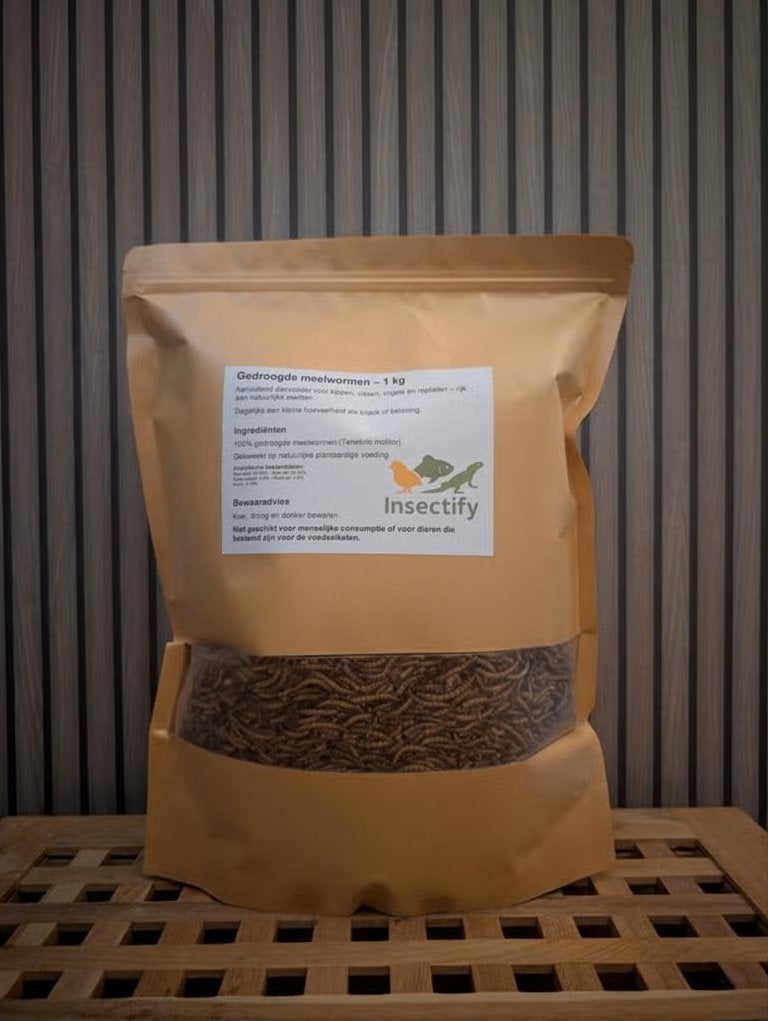 Insectify Meelwormen Gedroogd 1kg voor Kippen & Tuinvogels, Ophalen of Verzenden