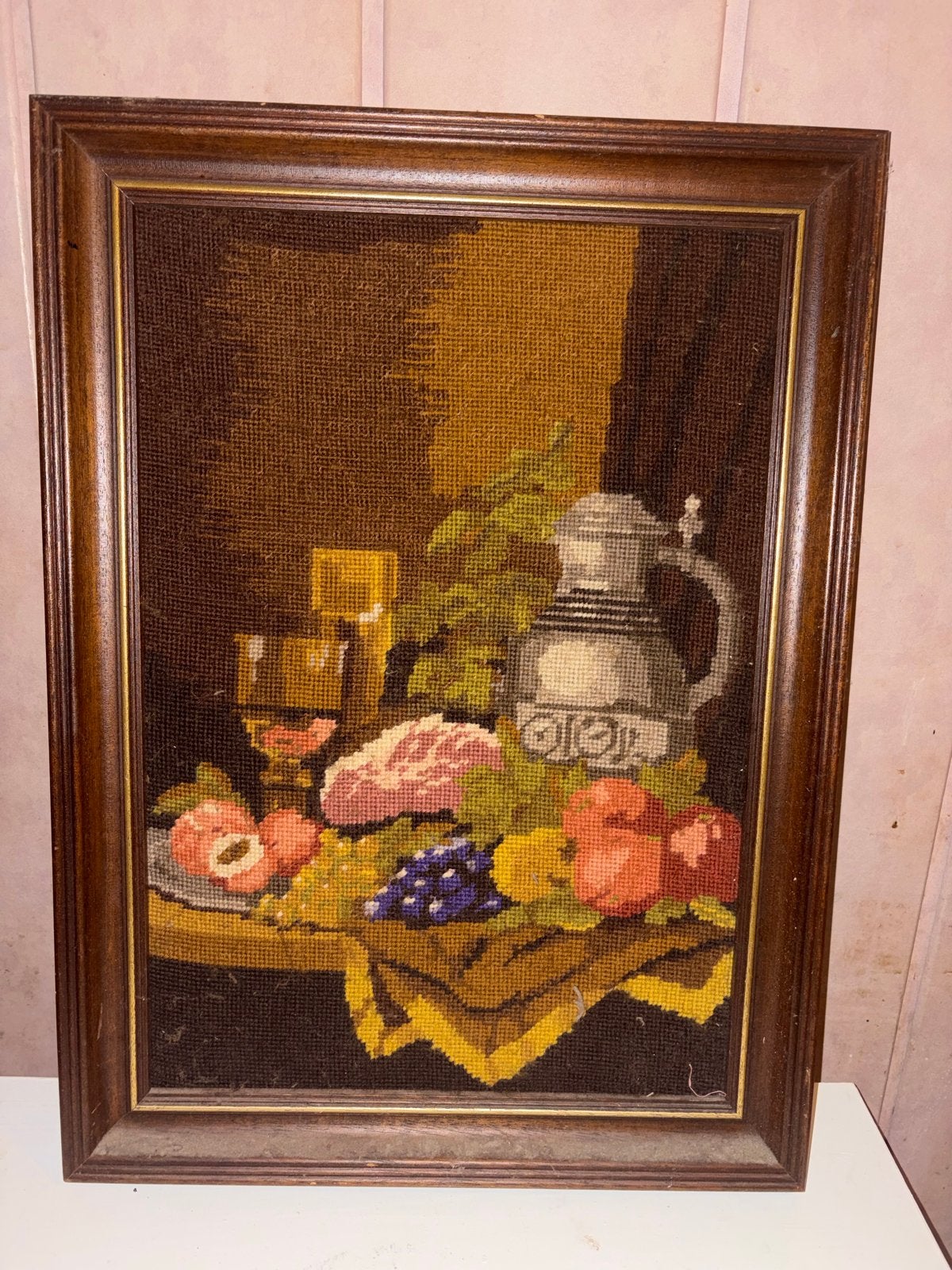 Vintage Gobelin Wandtapijt - Stilleven met Fruit en Kan, Ophalen of Verzenden