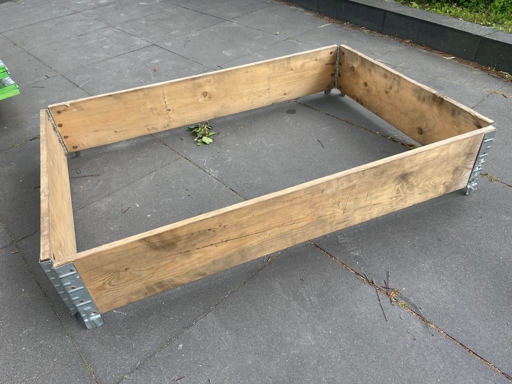 Palletranden 120 cm. X 80 cm. X 20 cm., Tuin en Terras, Bloembakken en Plantenbakken, Zo goed als nieuw, Hout, Balkon, Tuin, Minder dan 30 cm
