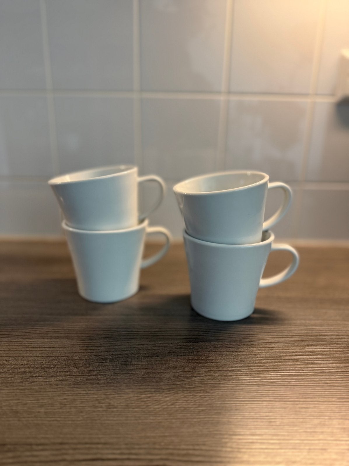 IKEA MOKKEN Set van 4 Wit Porselein, Ophalen, Zo goed als nieuw, Overige stijlen, Kop(pen) en/of Schotel(s)