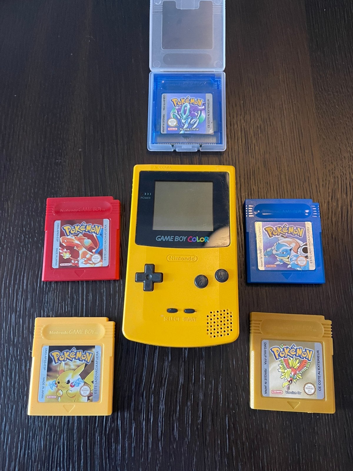 Game Boy Color geel + 5 Pokémon games GBC, Ophalen of Verzenden, Zo goed als nieuw, Game Boy Color